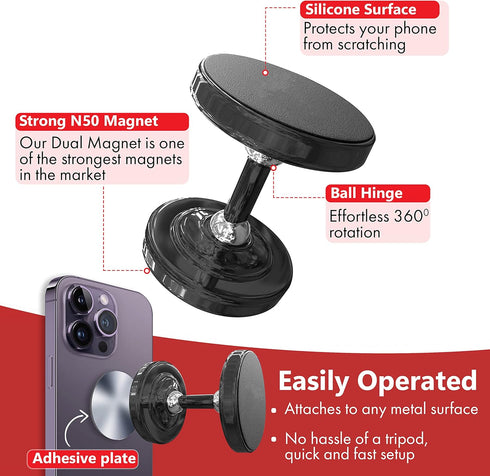 Dual Gym Magnetic Phone Holder for Gym - Top Magnetic Hold for Any Metal Surface, Phone Gym Magnet and Mount for