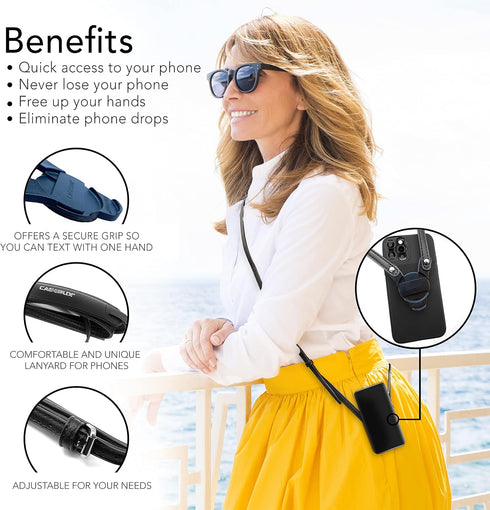 Crossbody Phone Lanyard - Regular Size Compatible with Included Disc (Black)