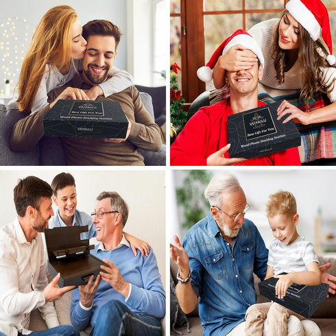 Gifts for Men Women Him Husband Son Birthday Organizer Wood Phone Docking Station - Gift Ideas for Mother's Day