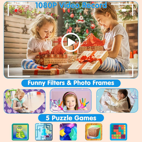 PROGRACE Kids Instant Print Camera, 1080P HD Photos & Videos, Perfect Birthday Gift for Boys & Girls Age 3-12 with 32GB