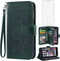 Asuwish iPhone 6 6s Wallet Case with Flip Card Holder & Tempered Glass Protector - Dark Green for Men & Women.