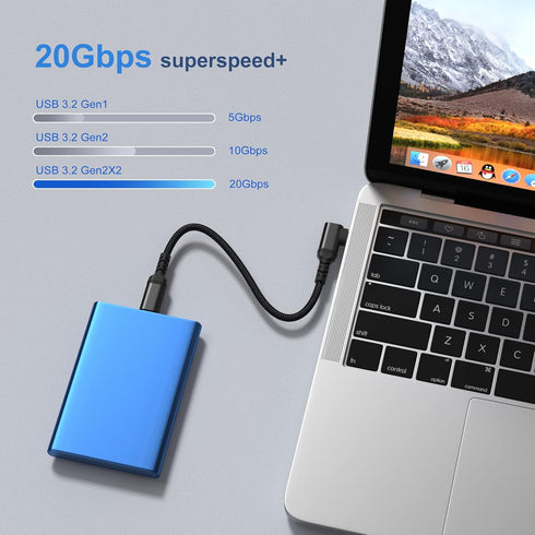 Short USB C to USB C Cable 1.5ft, Right Angle 20Gbps Data Transfer 100W Fast Charging 4K Video Output USB 3.2 Gen2X2 Type C Cord Compatible for MacBook Thunderbolt 3 SSD Galaxy-2Pack,Black