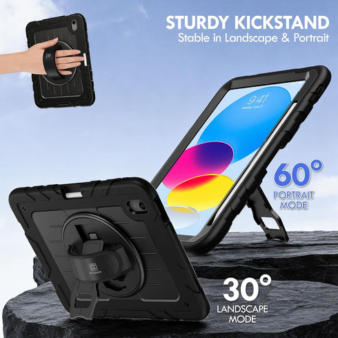 Kloium (A16) 11th (2025) 10th 10.9", 360 Case for iPad Generation & iPad Generation Heavy Duty Shockproof Rugged iPad