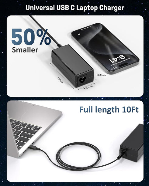 USB C Chromebook Charger 45W, Compatible with HP, Dell, Lenovo, Acer, Asus, Samsung, Google Type C Laptop, Chromebook