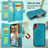 Harryshell Detachable Magnetic Zipper Wallet Case for iPhone XR 6.1 Inch, Floral Leather with Card Slots (Blue Green)