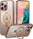 CASEKOO Desert Titanium Case - Rose Gold for iPhone 16 Pro Max, 360° Spin Magnetic Stand, 16FT Military Protection