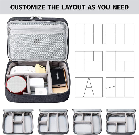 mygreen Waterproof Electronics Travel Organizer, Double Layer Cable Storage Bag for Charger, Phone, Black