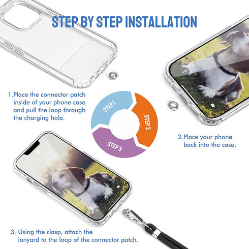 Black Universal Cell Phone Lanyard with Adjustable Strap - Phone Necklace for All Smartphones, Multipurpose Design,