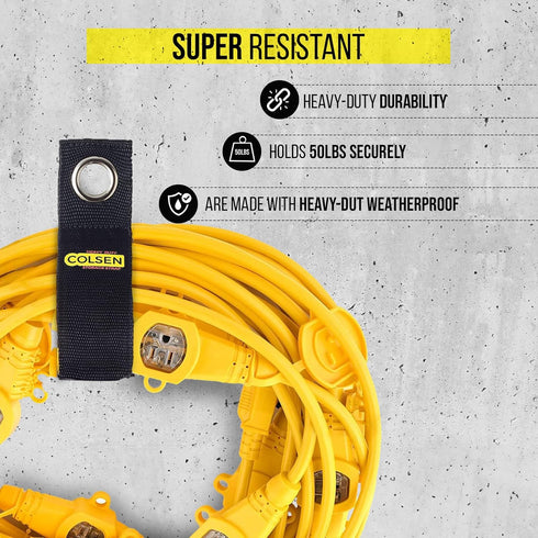COLSEN Storage Strap 15 inch Heavy Duty Garage Organization Cable Keeper, Wire Holder for Extension Cords, Hose Hanger