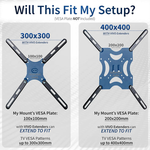 VIVO 32 55 inch 400x400mm (MOUNT-AD400B) Steel VESA Extension Mount Adapter Brackets for Screens to LCD LED TV