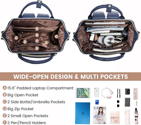 Backpack 15.6 inch,Travel Backpack Backpack Backpacks LOVEVOOK Leather Laptop for Women Purse Nurse Teacher Computer