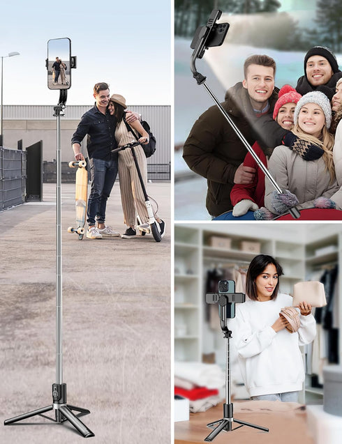 45" Selfie Stick Tripod with 2 Lights, Extendable 5 in 1 Selfie Stick with Wireless Remote for iPhone, Samsung, Android