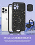 Goocrux iPhone 12 Pro Case, Moon Plants Cute Phone Cover with Slide Camera Cover + Ring Holder, 6.1'', Black
