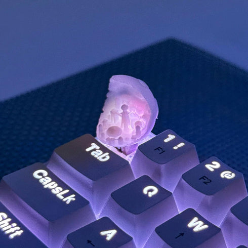 TRENDY WHIMSY Custom Mechanical Keyboard Keycaps Moon City Design PBT Dye-Sub, Cherry MX Compatible, Unique Limited