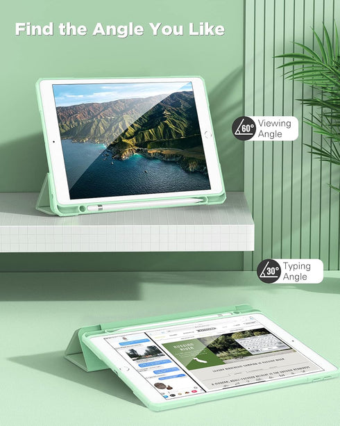TiMOVO Green Case for iPad 9th/8th/7th Generation 10.2 inch with Pencil Holder, Slim Protective Cover, Auto Wake/Sleep
