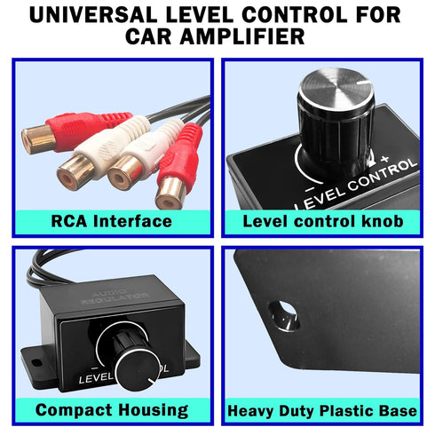 Groovely Universal RCA Remote Amplifier Level Controller with Bass Control Knob and Sub Amp Volume Control Cable