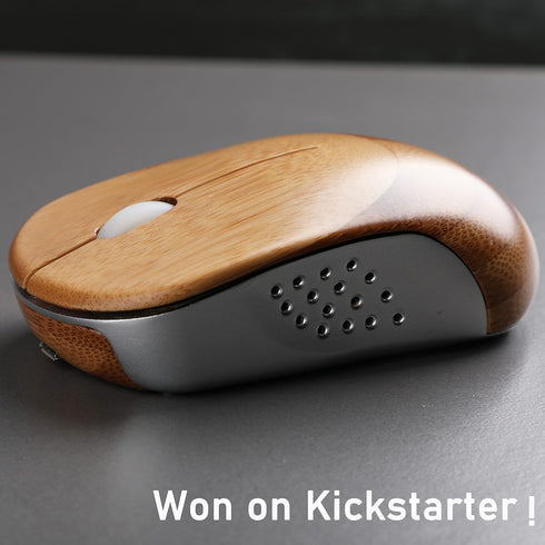 Icemouse Wireless Computer Mouse, Rechargeable Bamboo Wireless Mouse 2.4GHz Optical Silent Mouse with USB Receiver and 4 Adjustable DPIs, for Laptop,