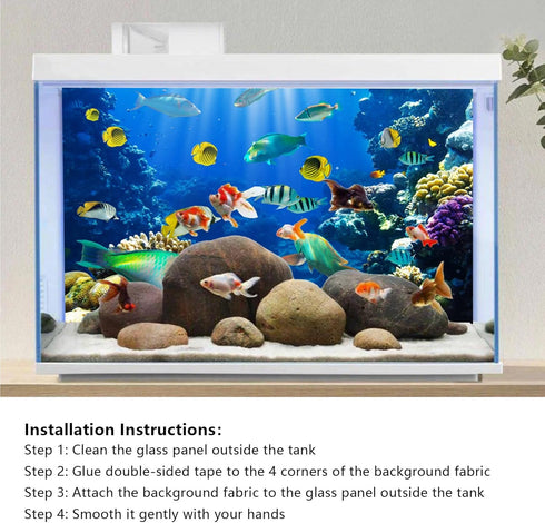 YongFoto 72x18 Inches Tropical Fish Terrarium Background, Deep Sea Marine Coral Polyester Aquarium Backdrop