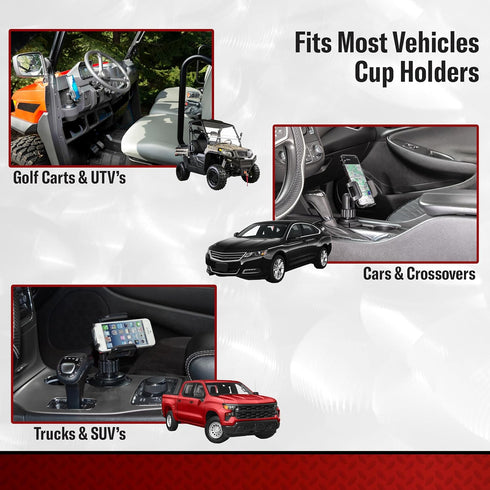 TUFF TECH Cup Holder Universal Car Mount Phone Holder with Adjustable Base for iPhone, Samsung, LG, Moto, Huawei,