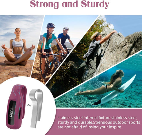 HSWAI 3-Pack Clips Replacement for Fitbit Inspire 2/Fitbit Inspire 3 - Soft Comfortable Silicone Clip 360° Protection