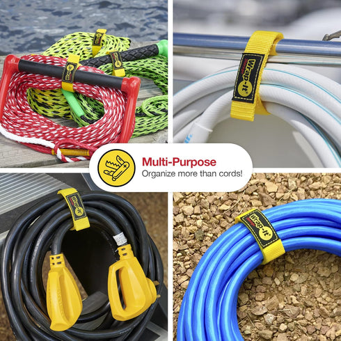 Quick-Straps by Wrap-It Storage - 12" (12 Pack) Yellow Extension Cord Holder for RV and Boat