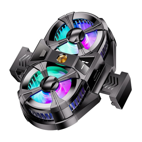 CellPhone Cooler Pad Gaming Phone Cooling Fan Mobile Phone Radiator Semiconductor Cooling for 2.63-3.46 inches iOS/Android Tiktok Live Streaming Car Driving Outdoor Vlog (Black with Two Fans)