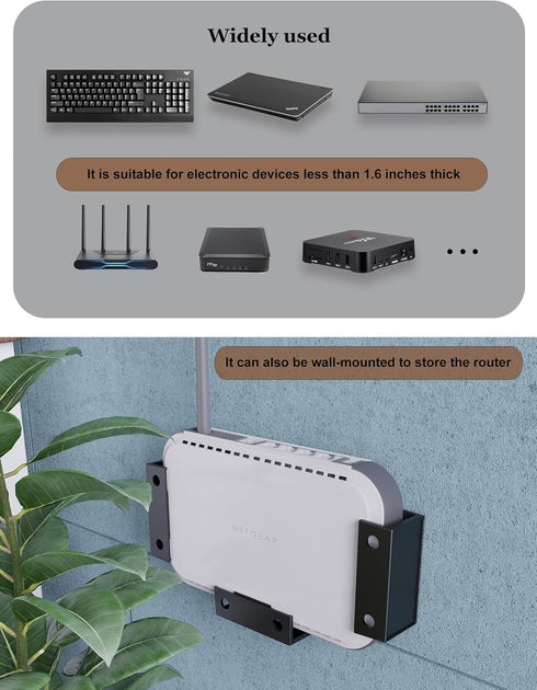 Under Desk Laptop Holder Rack Mount for Keyboard & Small Devices, Cable Box Wall Mount Tray Organizer
