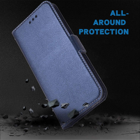 Samsung Galaxy Z Fold 2 5G 2020 Wallet Case, Blue, Leather Flip Card Holder, Wrist Strap Lanyard, Cell Accessories for