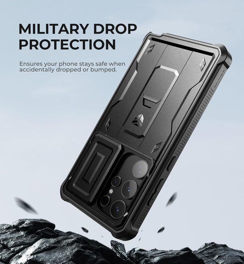 Dexnor for Samsung Galaxy S24 Ultra Case - Shockproof Rugged Case with Built-in Slide Camera Cover & Screen Protector