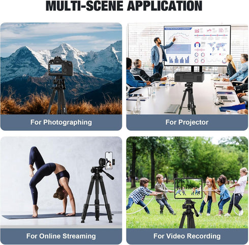 MoKo 70" Camera Tripod for iPad, iPhone, DSLR, SLR, with Travel Bag, Phone Holder, Wireless Remote, and Webcam