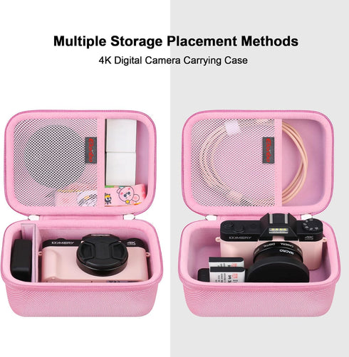 4K Digital Camera Carrying Case for Femivo/VETEK/IWEUKJLO, Travel Compact Storage Cover Bag, Pink