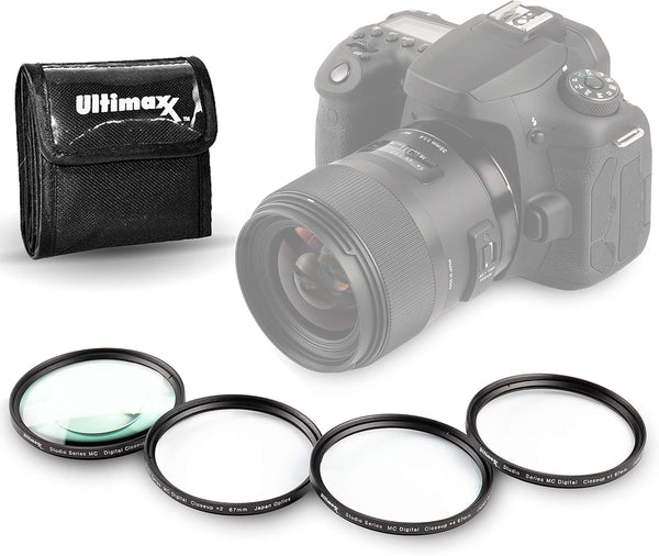 67MM Ultimaxx Professional Four Piece HD Macro Close-up Filter Kit (1, 2, 4, 10 Diopter) for Camera Lens