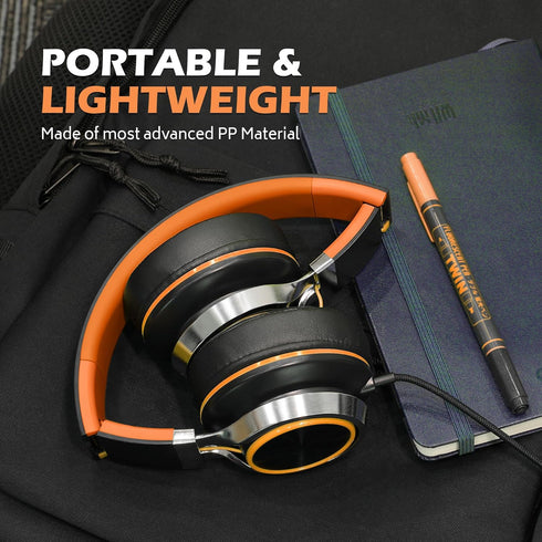 Kids Headphones, Wired with Microphone and Volume Control, Folding Stereo Corded On-Ear 3.5mm Headset for Boys Girls