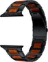 Compatible for Apple Watch Bands, Red Sandalwood Wood Stainless Steel Replacement Strap for 49mm-38mm