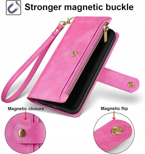 Antsturdy Wallet Case for Samsung Galaxy A32 5G - PU Leather Phone Case with Card Holder, Hot Pink