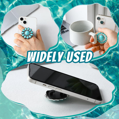 4 Pieces Turquoise Western Phone Grip Charm Teardrop Flower for Smartphones and Tablets (Classic Style)