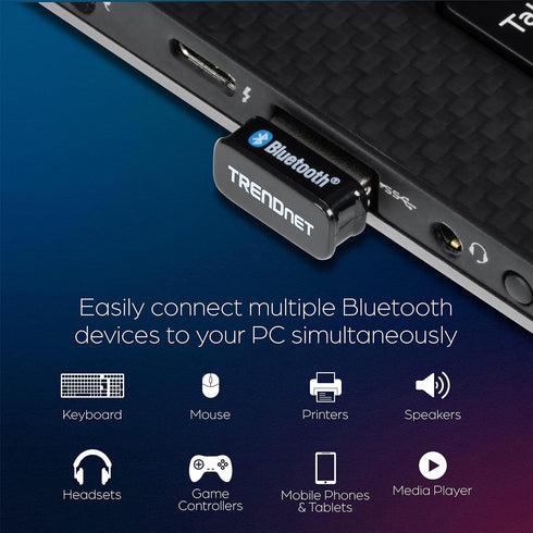 TRENDnet Micro Bluetooth 5.0 USB Adapter, 100m Range, Supports Windows OS, Black, TBW-110UB