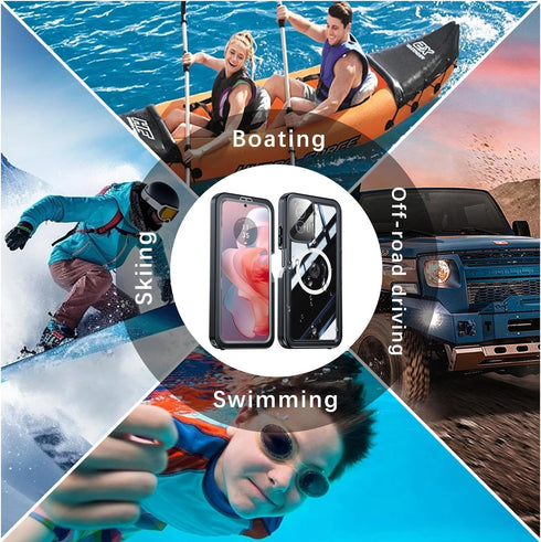 Shop Motorola Moto G Power 5G 2024 Case: Waterproof, Shockproof, 20 FT Drop Proof, IP68, Magnetic Cover - Black.