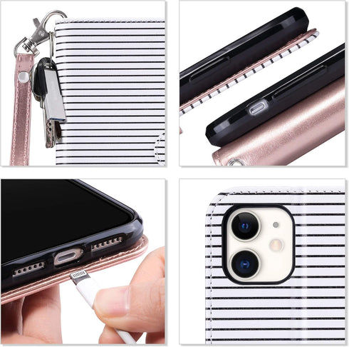ULAK Compatible with iPhone 11 Wallet Case with Card Holder, PU Leather Flip Cover with Kickstand Magnetic Closure, TPU
