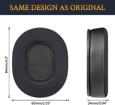 SOULWIT Cooling Gel Earpads Replacement - Ice Silk Fabric Cushions for Audio-Technica ATH-M60X Headphones (Black)