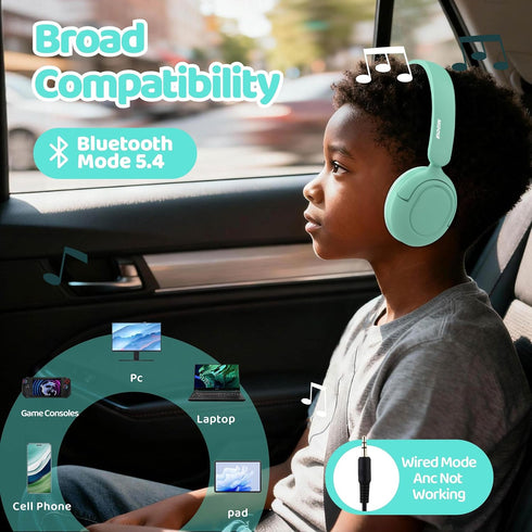 85/94dB Headset Mic,68 MIDOLA Kids Bluetooth Headphones Active Noise Cancelling Lightweight Wireless Headphone for Kid