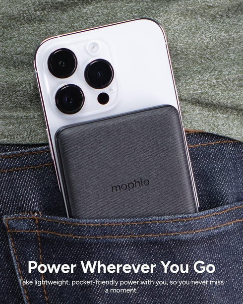 mophie Snap+ Juice Pack Mini - Black Wireless Portable Magnetic Charger with 5000 mAh Battery, Compatible with MagSafe
