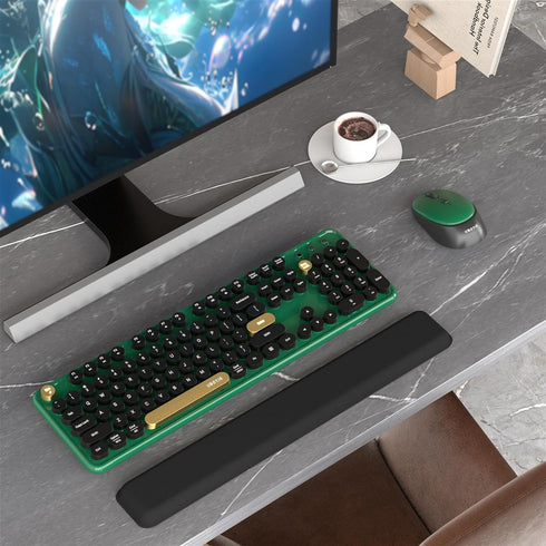 UBOTIE Colorful Wireless Computer Keyboards Mouse Combos, Retro PC Keyboards with Optical Mouse (Green-Black)