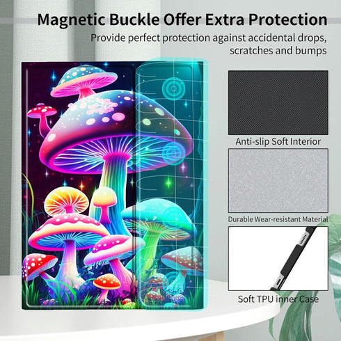 Gorgeous Mushrooms Keyboard Case for Kindle Fire HD 10 and Fire HD 10 Plus 11th Generation 2021 with Detachable