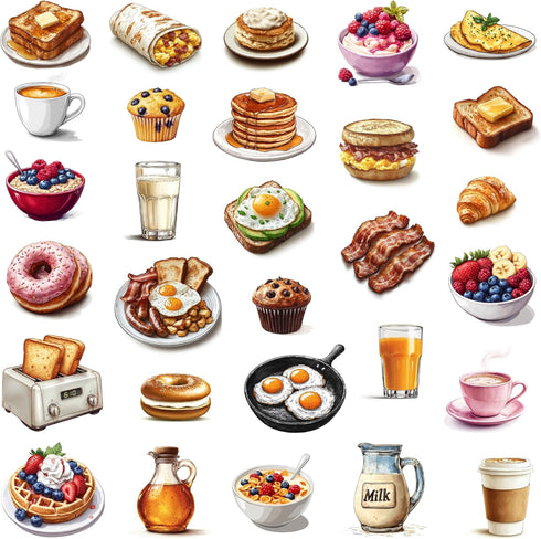 McEtt Breakfast Food Sticker Sheets Aesthetic Illustrated Breakfast & Brunch Food Stickers 5