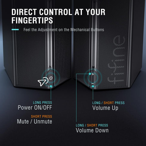 FIFINE Computer Speakers, Desktop PC Speakers with Volume Control, RGB Wired Gaming Speakers for Laptop & Tablet