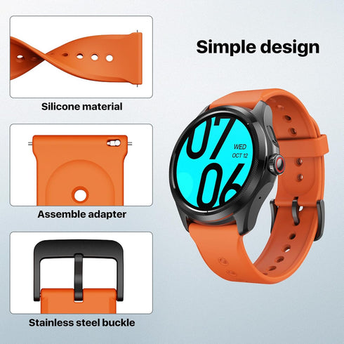 Ticwatch Pro 5 Smartwatch Band Replacement, 24mm Width Silicone Strap Quick Release Genuine Band for Pro 5 Watch