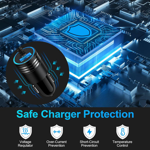 Android Car Charger Type C Fast Charging for Samsung Galaxy S24/A15/A14/A54/A53 5G with 3ft USB C Cable