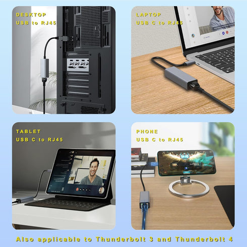 USB Ethernet Adapter, USB C Hub for Mac Tablets PC, 10 Gigabit Ethernet Adapter for MacBook Pro/Air
