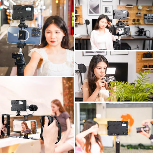 JJC RGB Video Light, 360° Full Color with 24 Effects, 2600mAh Rechargeable LED Camera Light for Photography